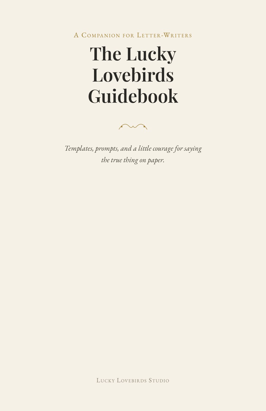 Title page of The Lucky Lovebirds Guidebook